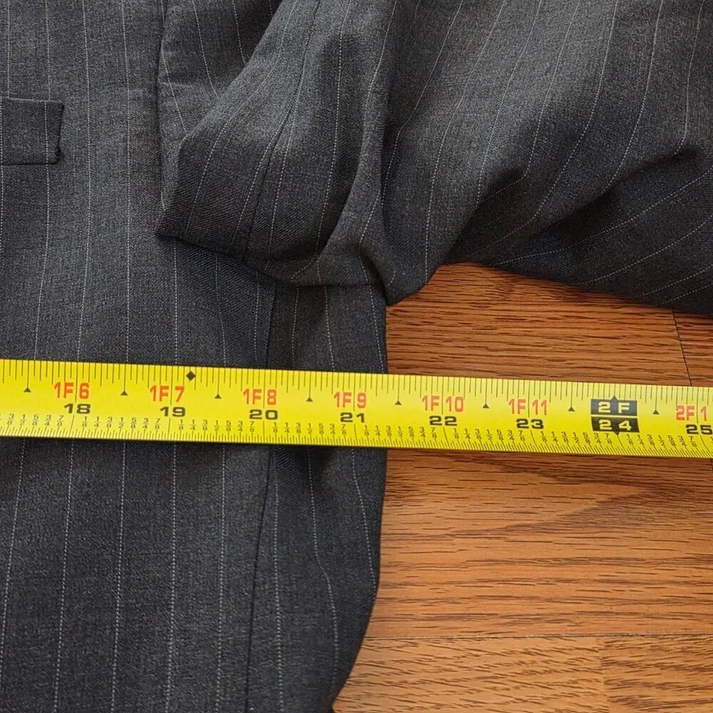 Men's Vintage Ralph Lauren Charcoal Gray Pinstripe Wool Blazer Sport Coat 43L